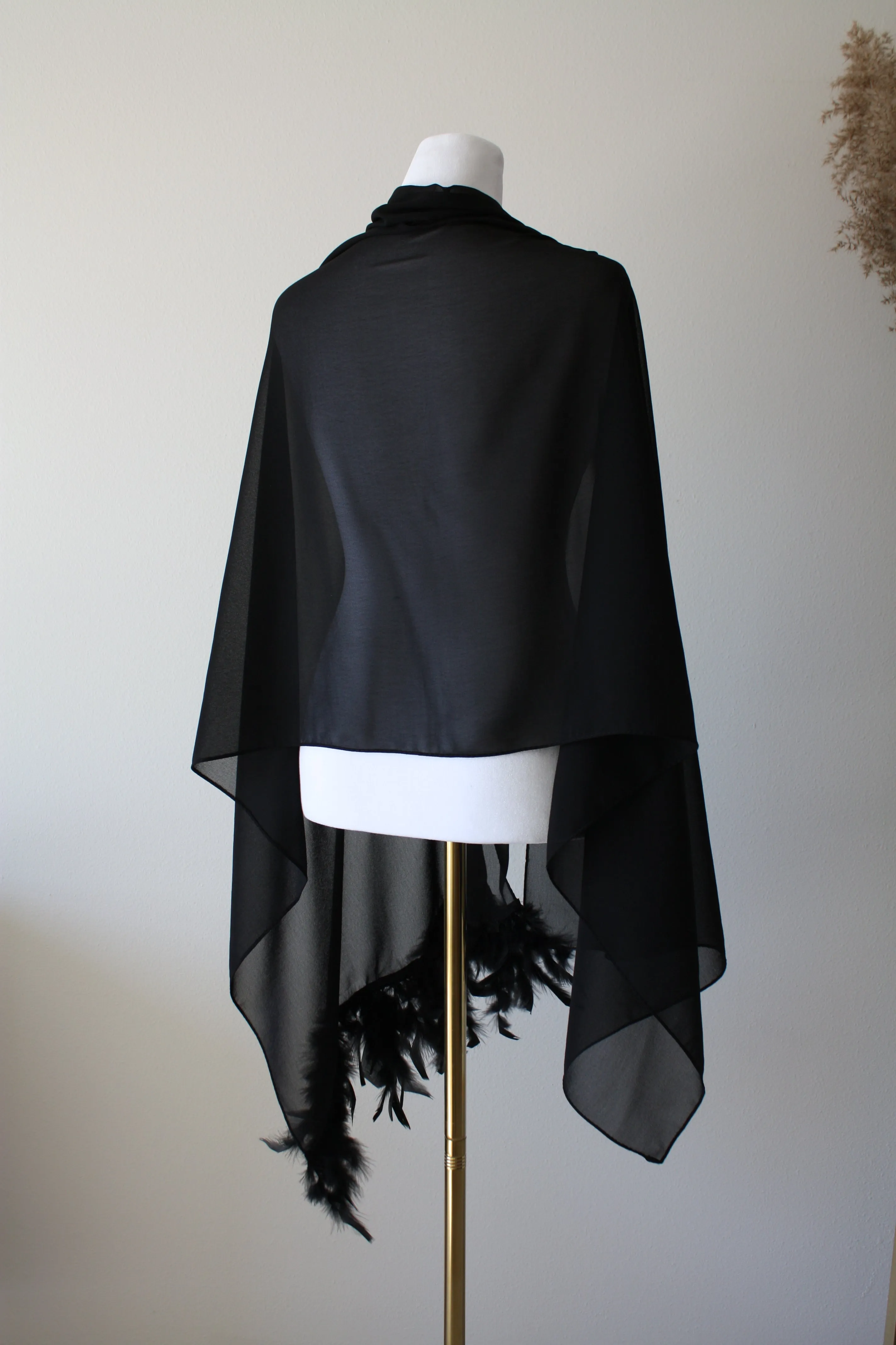 Pink Stole with Feathers