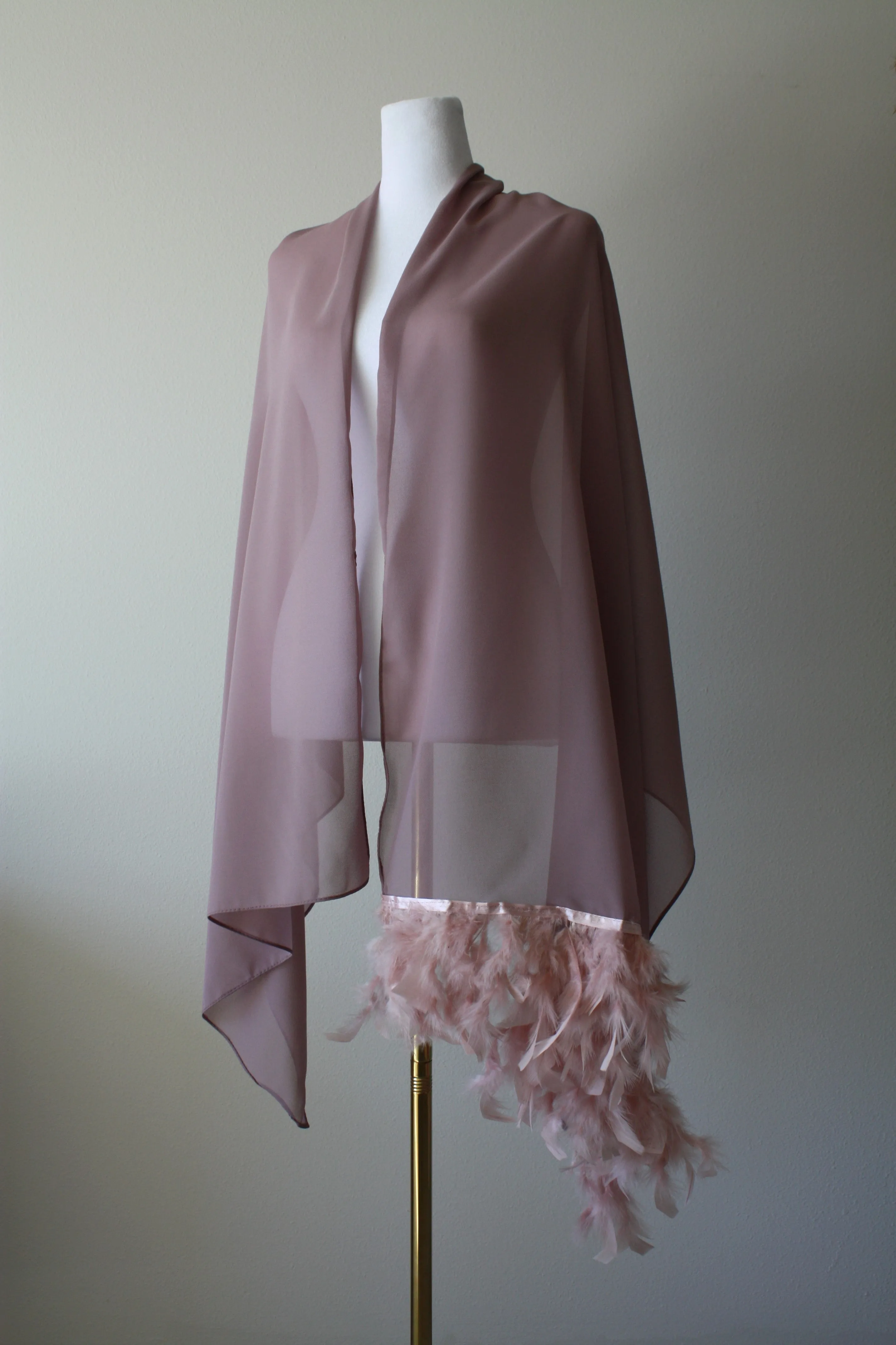 Pink Stole with Feathers