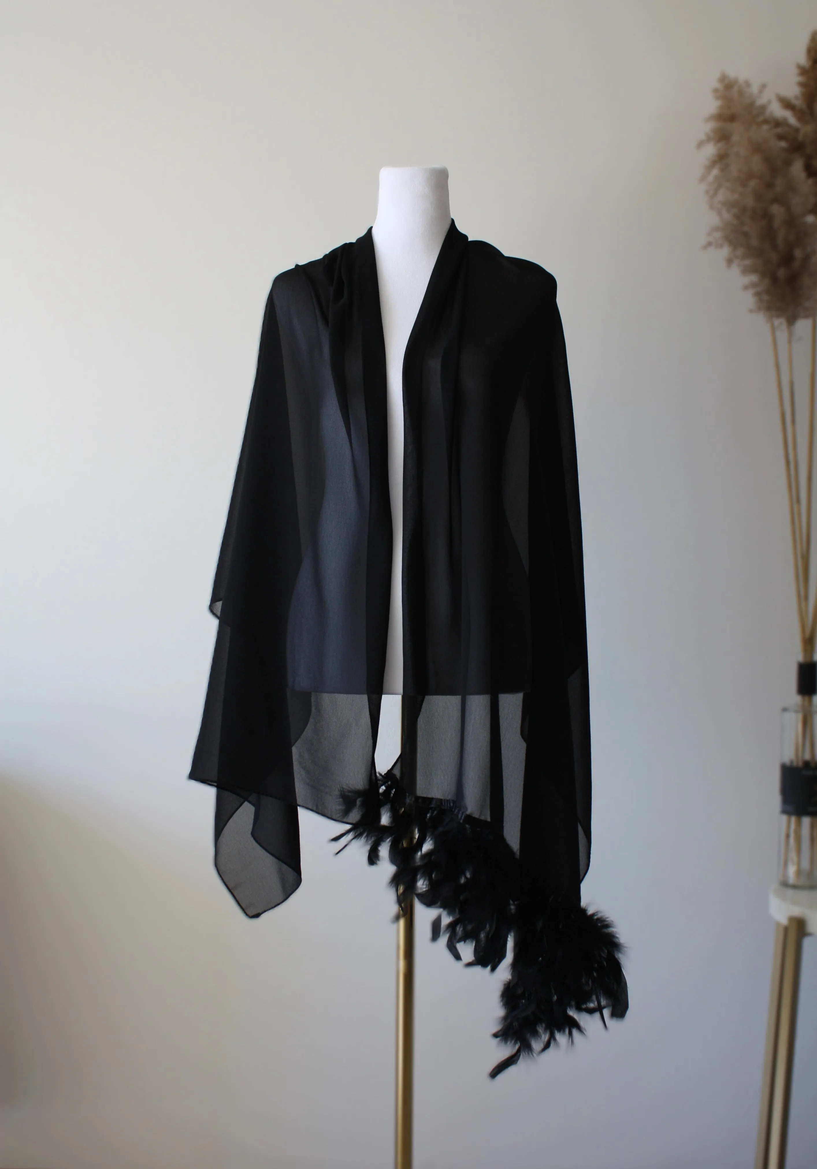 Pink Stole with Feathers