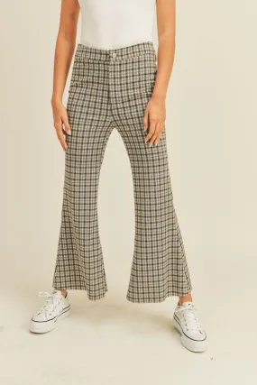 Plaid Pattern Flared Pants