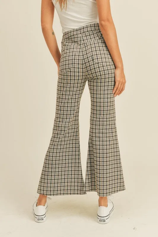 Plaid Pattern Flared Pants