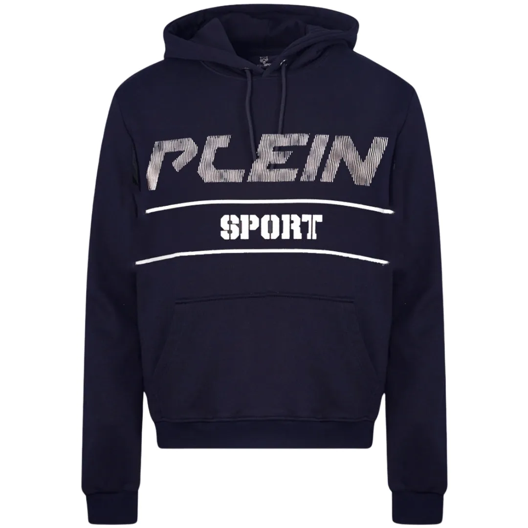 Plein Sport White Logo Navy Blue Hoodie
