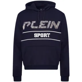 Plein Sport White Logo Navy Blue Hoodie