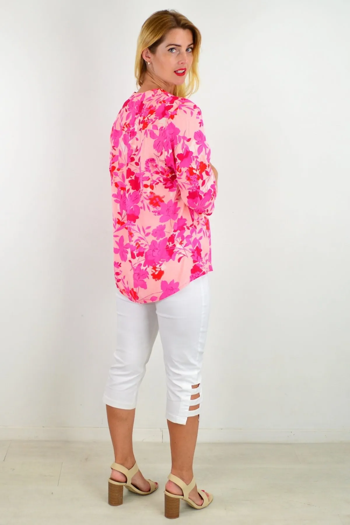 Pop Of Colour Floral Tunic Top