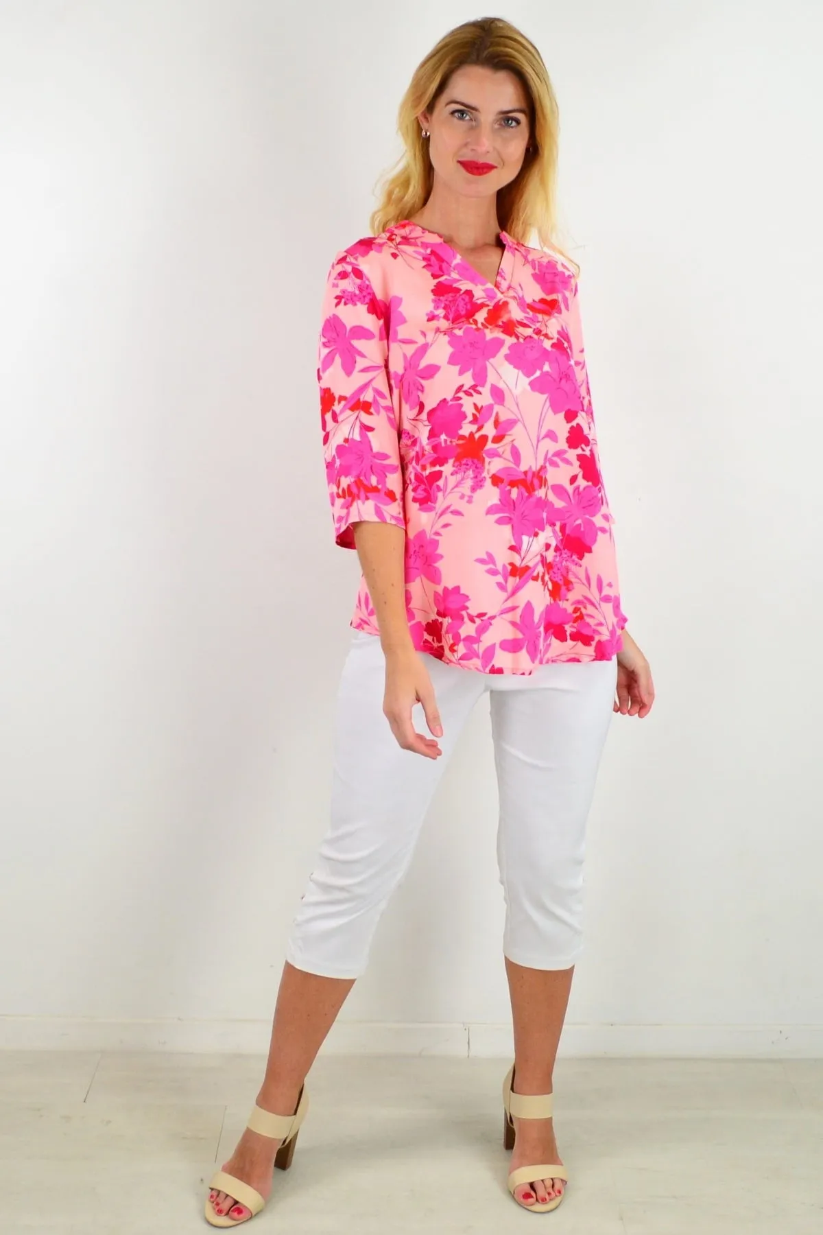 Pop Of Colour Floral Tunic Top