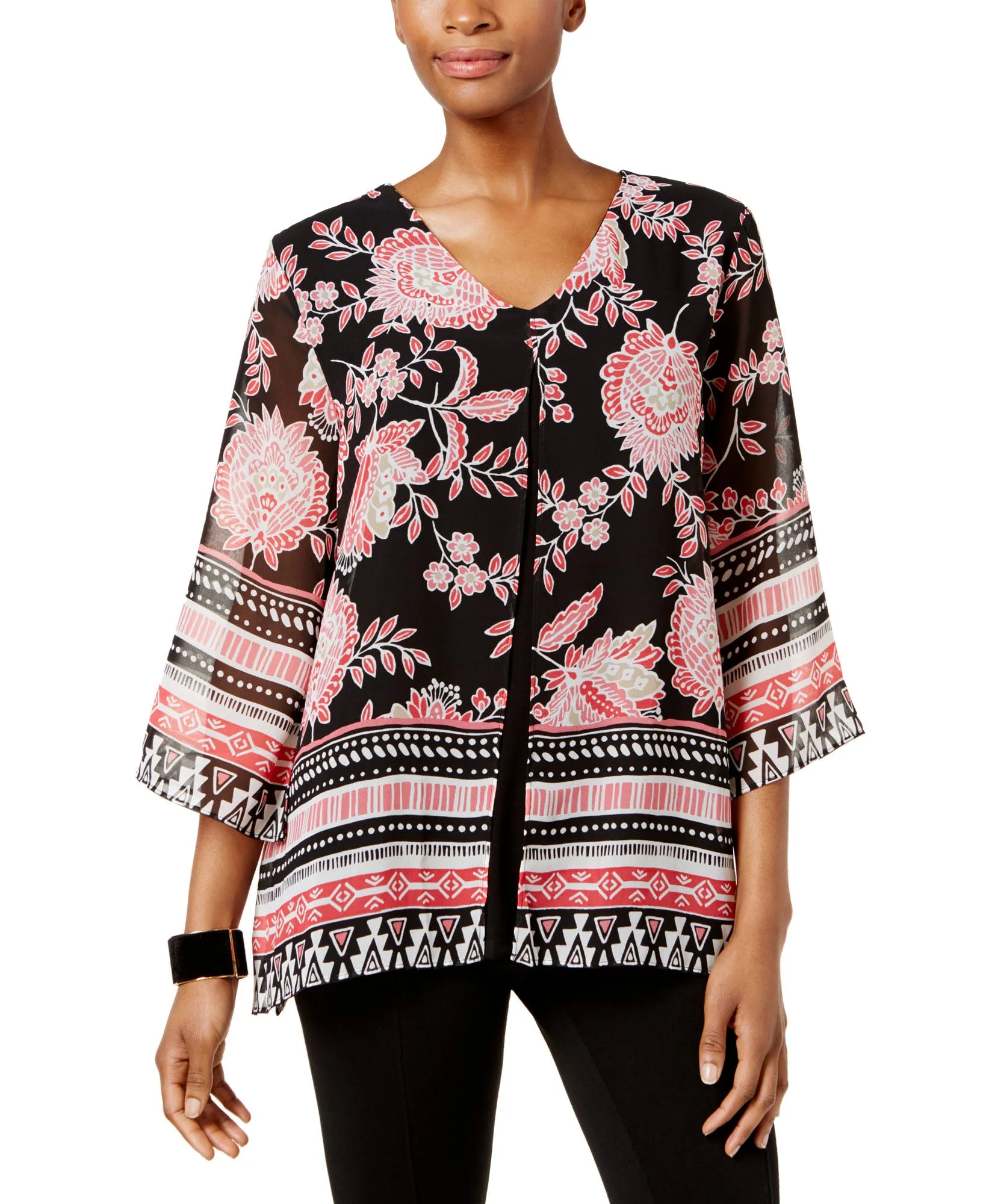 Printed Split-Front Tunic