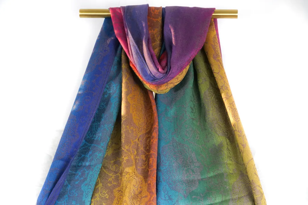 Rainbow Royal Paisley Pashmina Scarf Bohemian Shawl