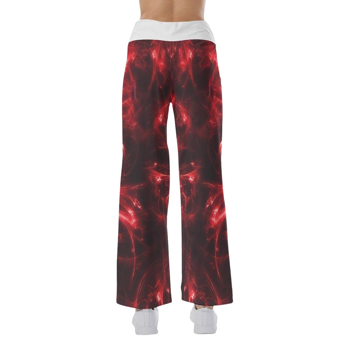 Red Energy Abstract Skull High-waisted Wide Leg Pants