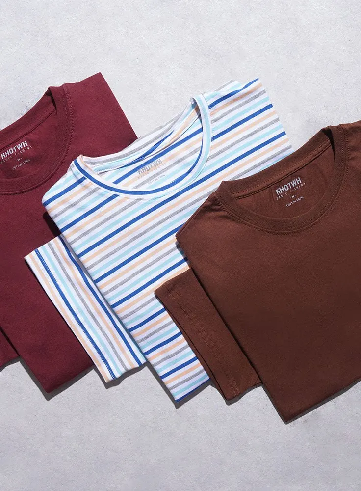 Reddish Brown Regular Round T-shirt