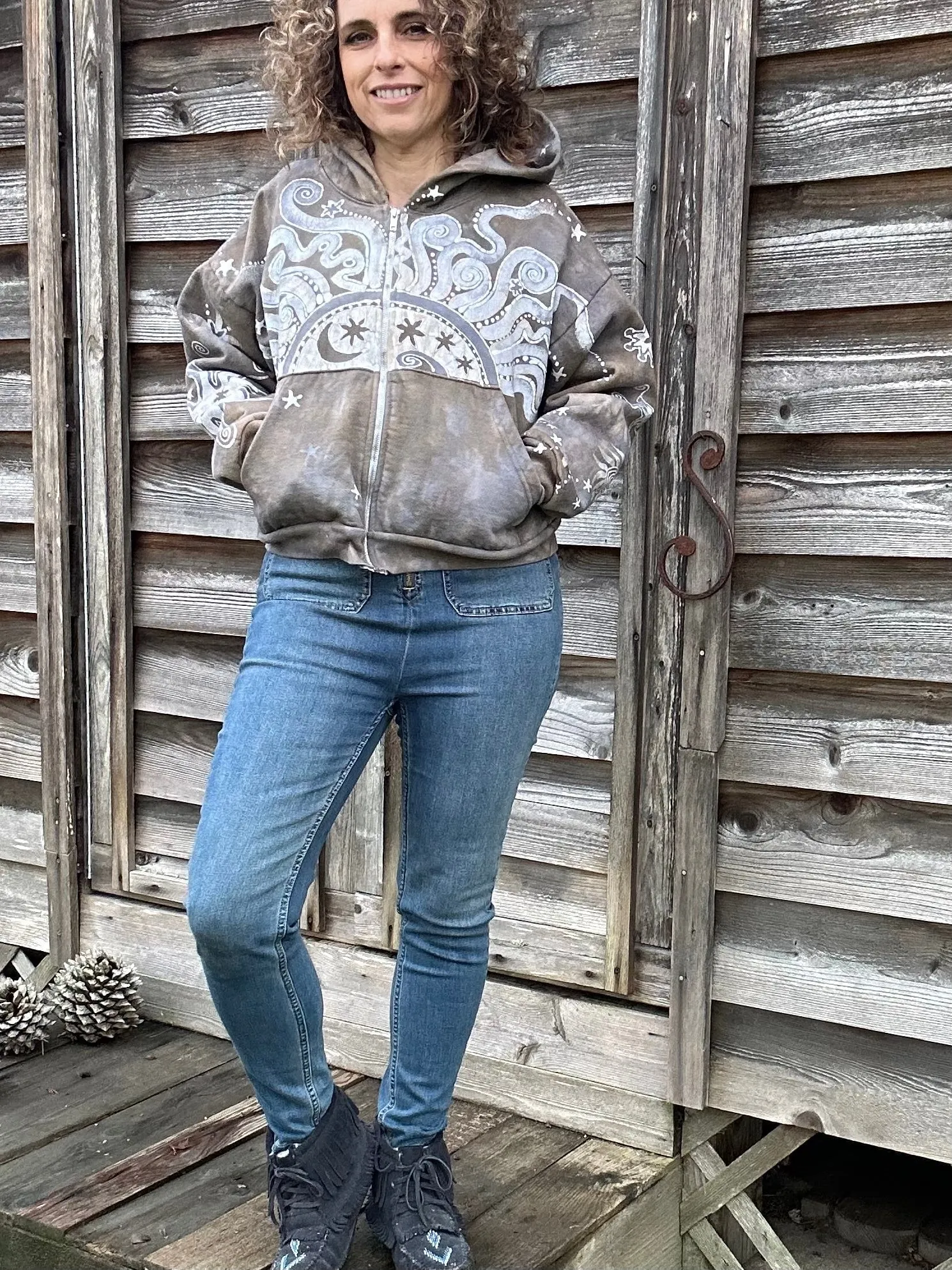 Sandstone Sun Handmade Batik Hoodie