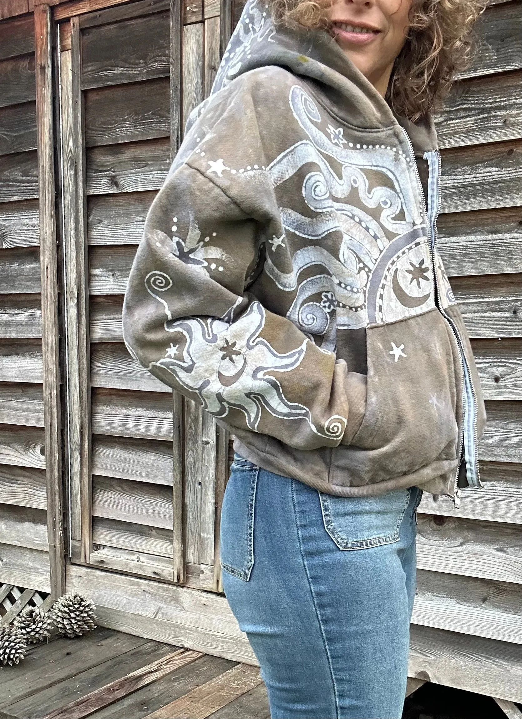 Sandstone Sun Handmade Batik Hoodie
