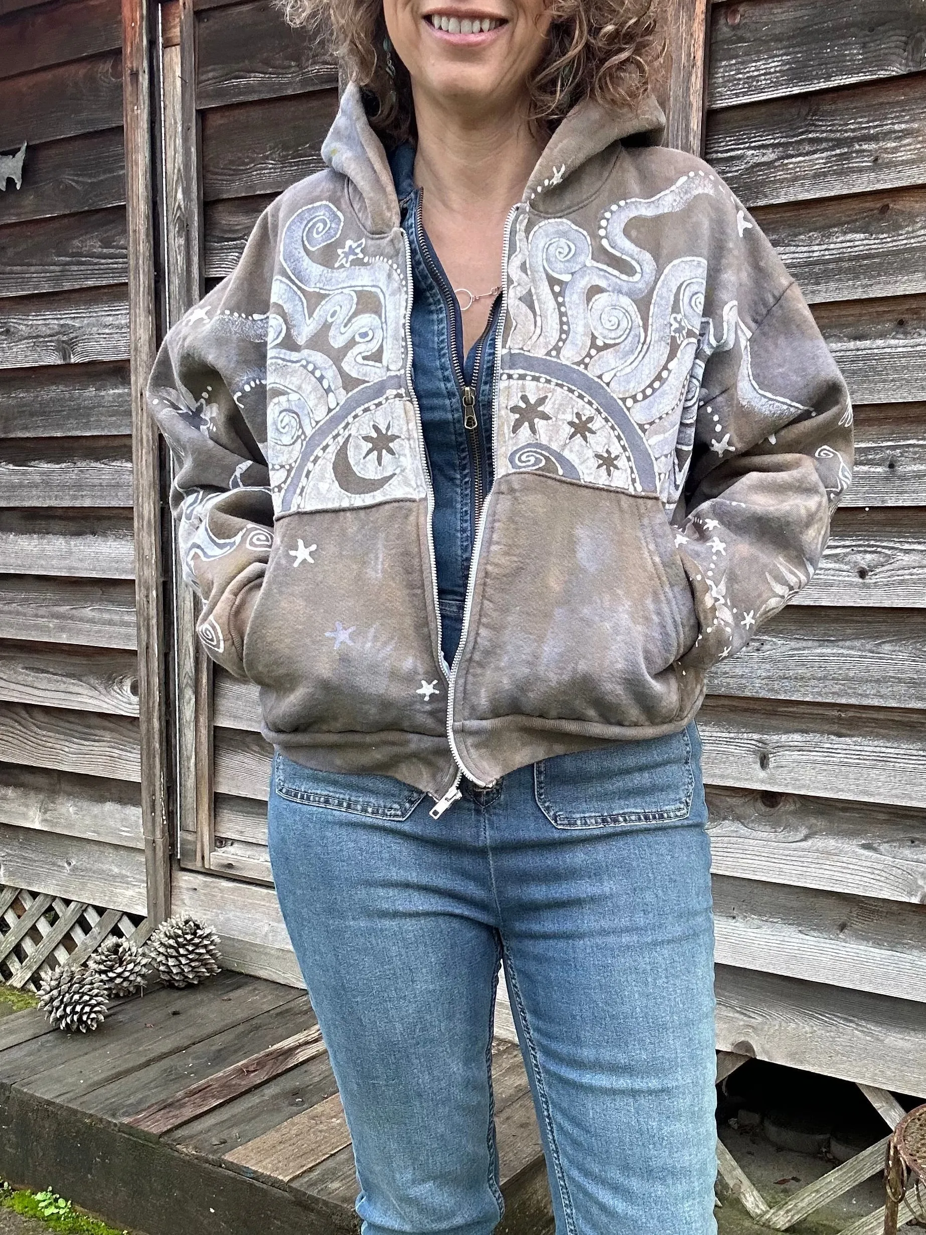 Sandstone Sun Handmade Batik Hoodie