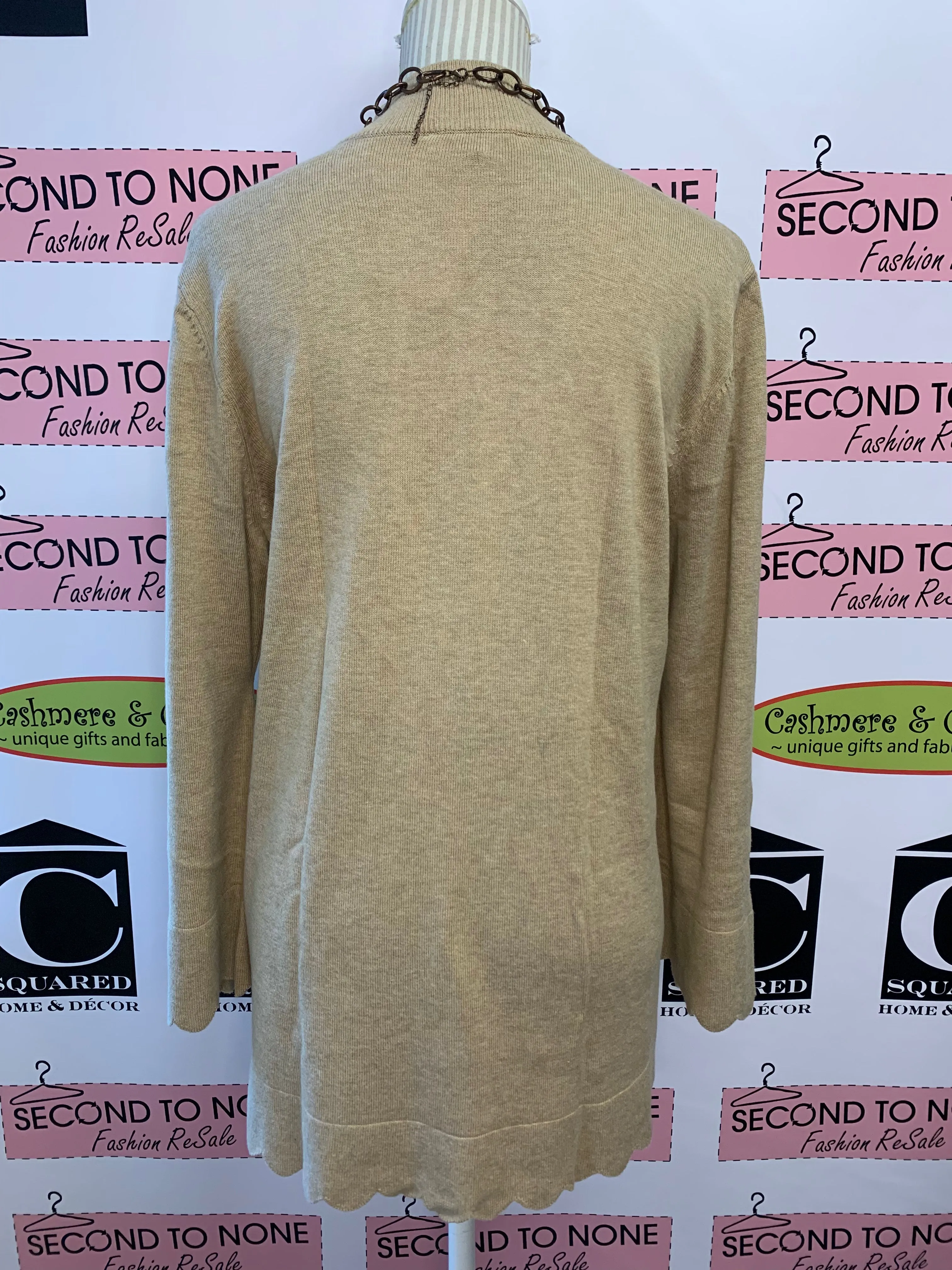 Scalloped Trim Mock Neck Tunic (Size L)