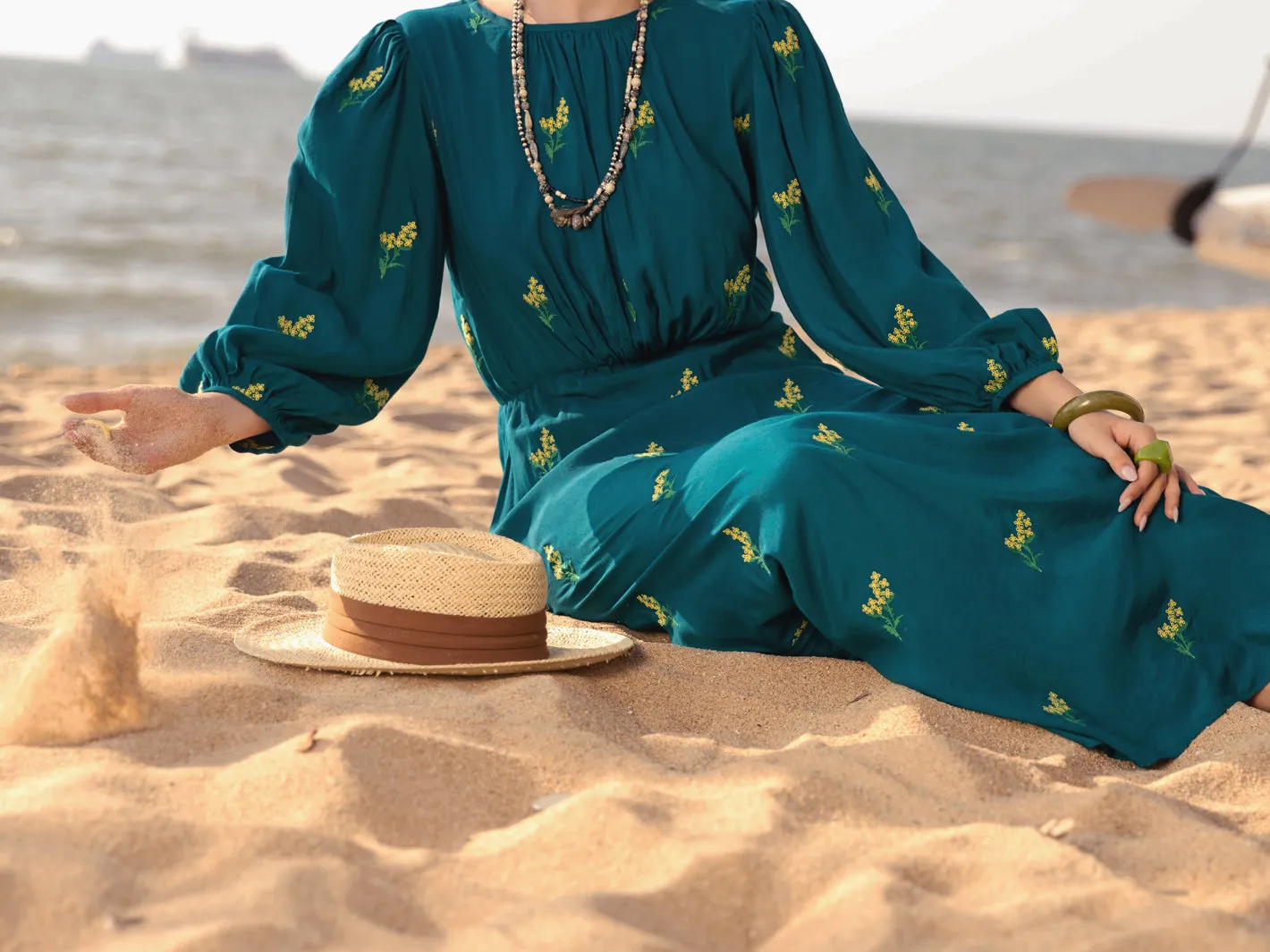 Sea Green Maple Silk Tunic - AL-LK-887
