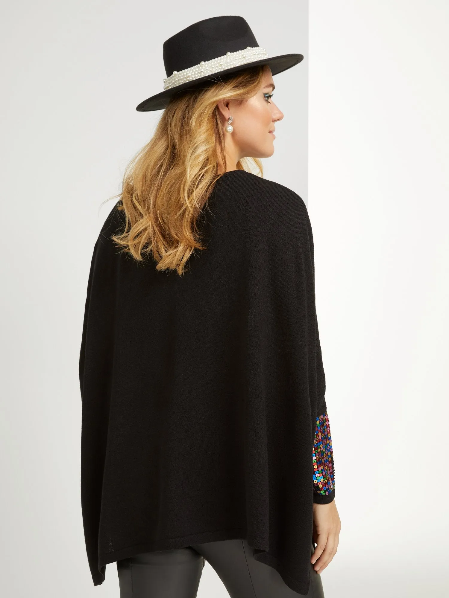 Sequin-Sleeve Tunic Sweater
