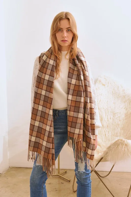 SERENE MULTI COLORED CHECKERED PATTERN SCARF