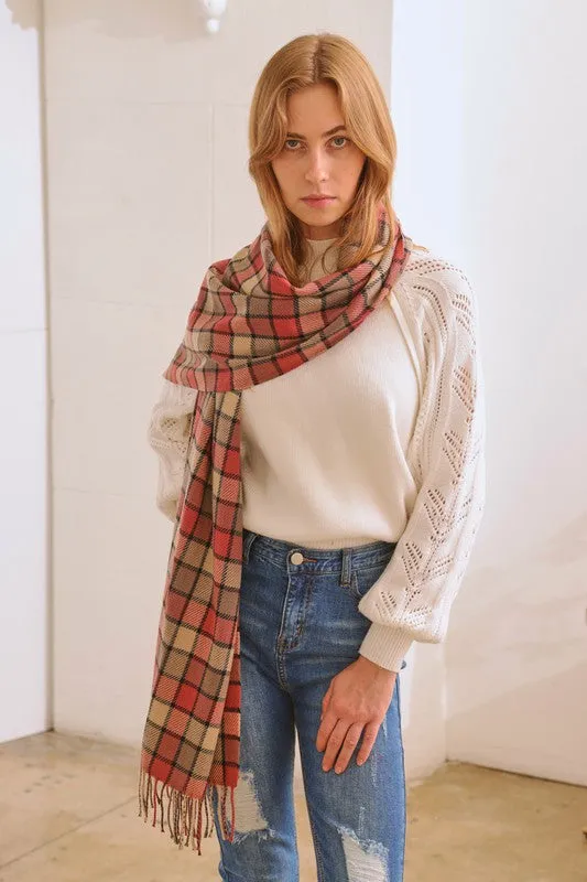 SERENE MULTI COLORED CHECKERED PATTERN SCARF