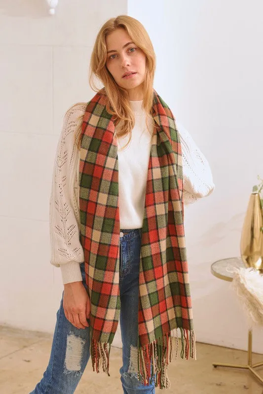 SERENE MULTI COLORED CHECKERED PATTERN SCARF