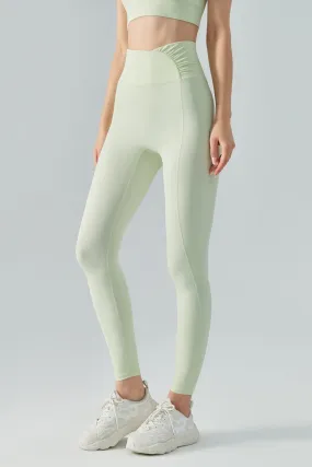 Side Ruched Asymmetrical Waistband Leggings