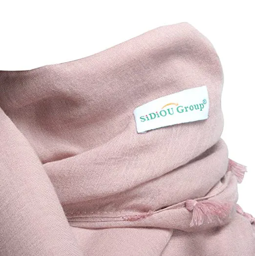 Sidiou Group Anniou New Square Solid Color Cotton And Linen Scarf With Tassels