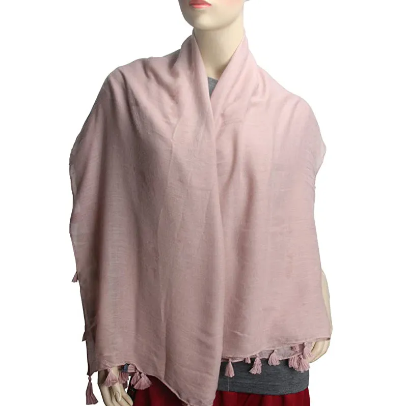 Sidiou Group Anniou New Square Solid Color Cotton And Linen Scarf With Tassels