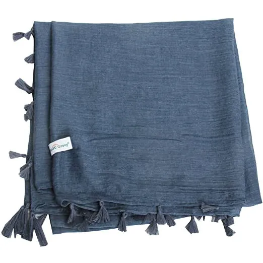 Sidiou Group Anniou New Square Solid Color Cotton And Linen Scarf With Tassels