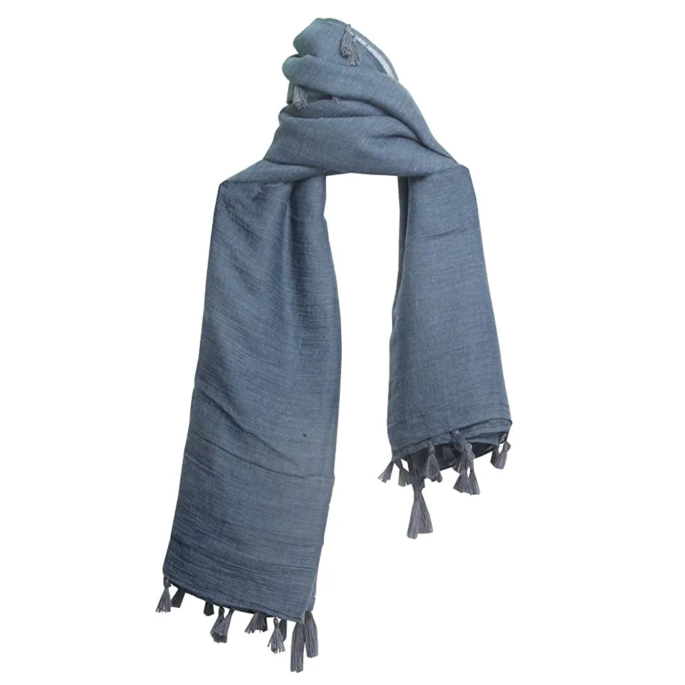Sidiou Group Anniou New Square Solid Color Cotton And Linen Scarf With Tassels