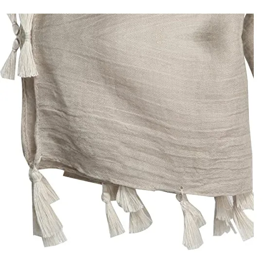 Sidiou Group Anniou New Square Solid Color Cotton And Linen Scarf With Tassels
