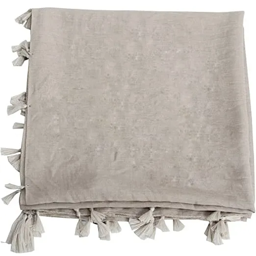 Sidiou Group Anniou New Square Solid Color Cotton And Linen Scarf With Tassels