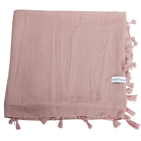 Sidiou Group Anniou New Square Solid Color Cotton And Linen Scarf With Tassels