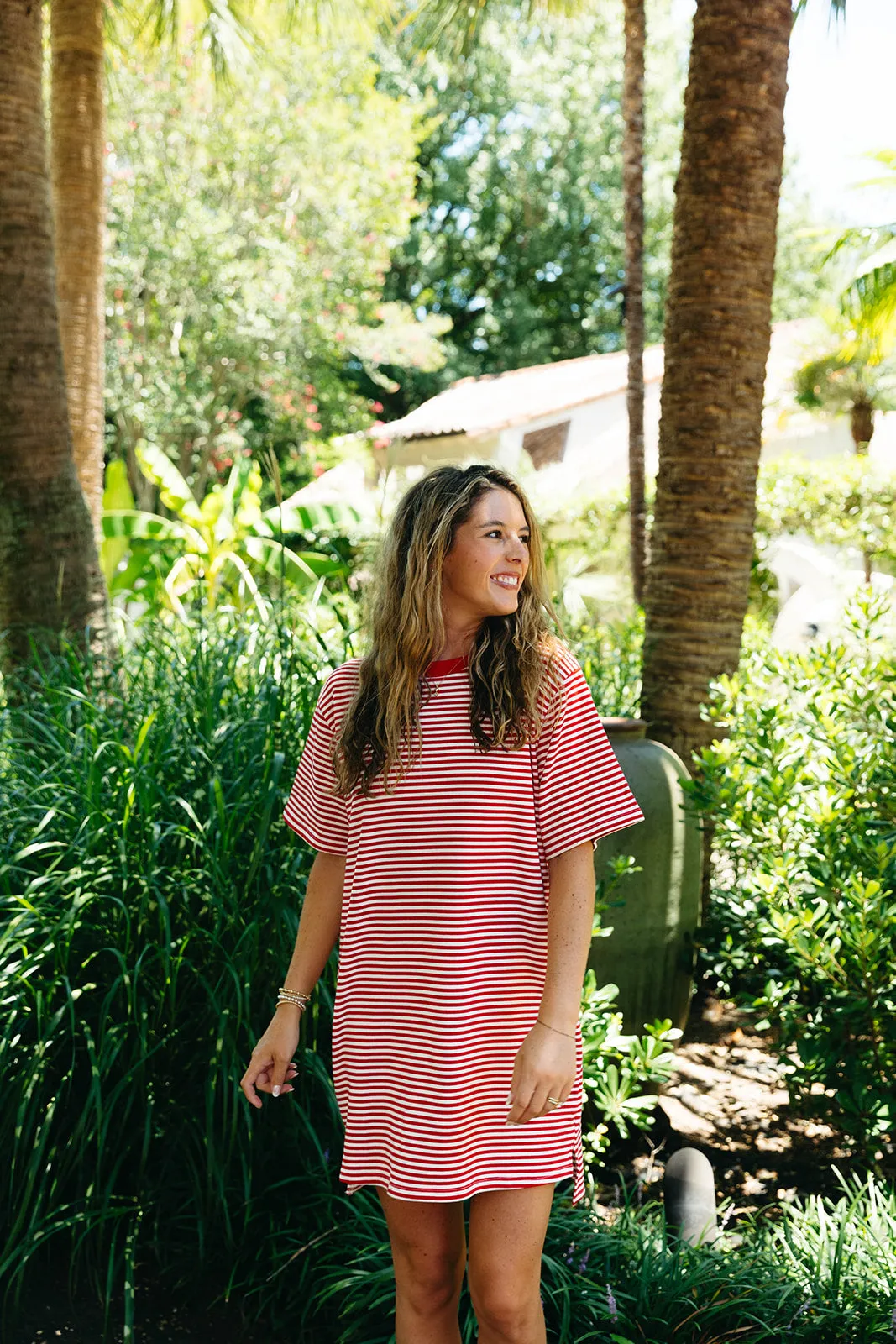 Sienna Stripe Mini Dress - Red