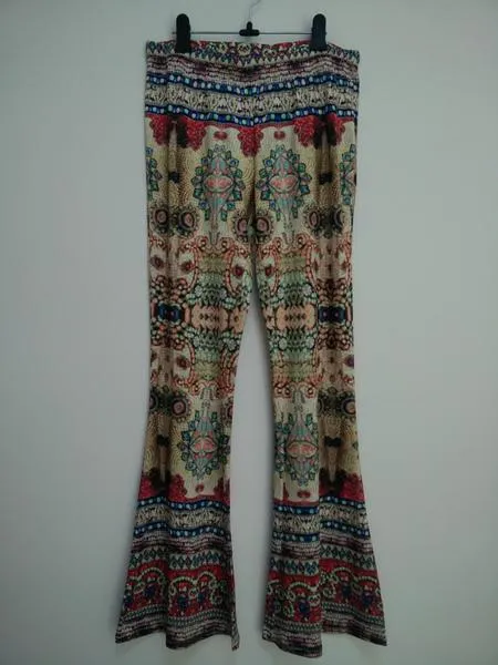 Skinny Flower Print Fashion Bell-bottom Retro Pants