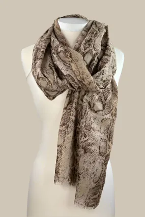 Snakeskin Print Scarf Brown