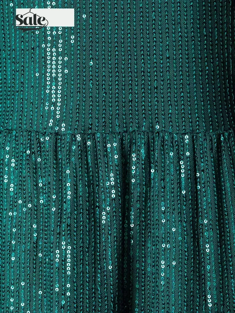 Sparkle Round Neck Sequin Dress Party Evening