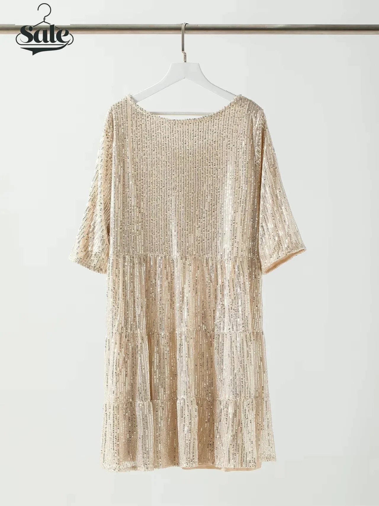 Sparkle Round Neck Sequin Dress Party Evening
