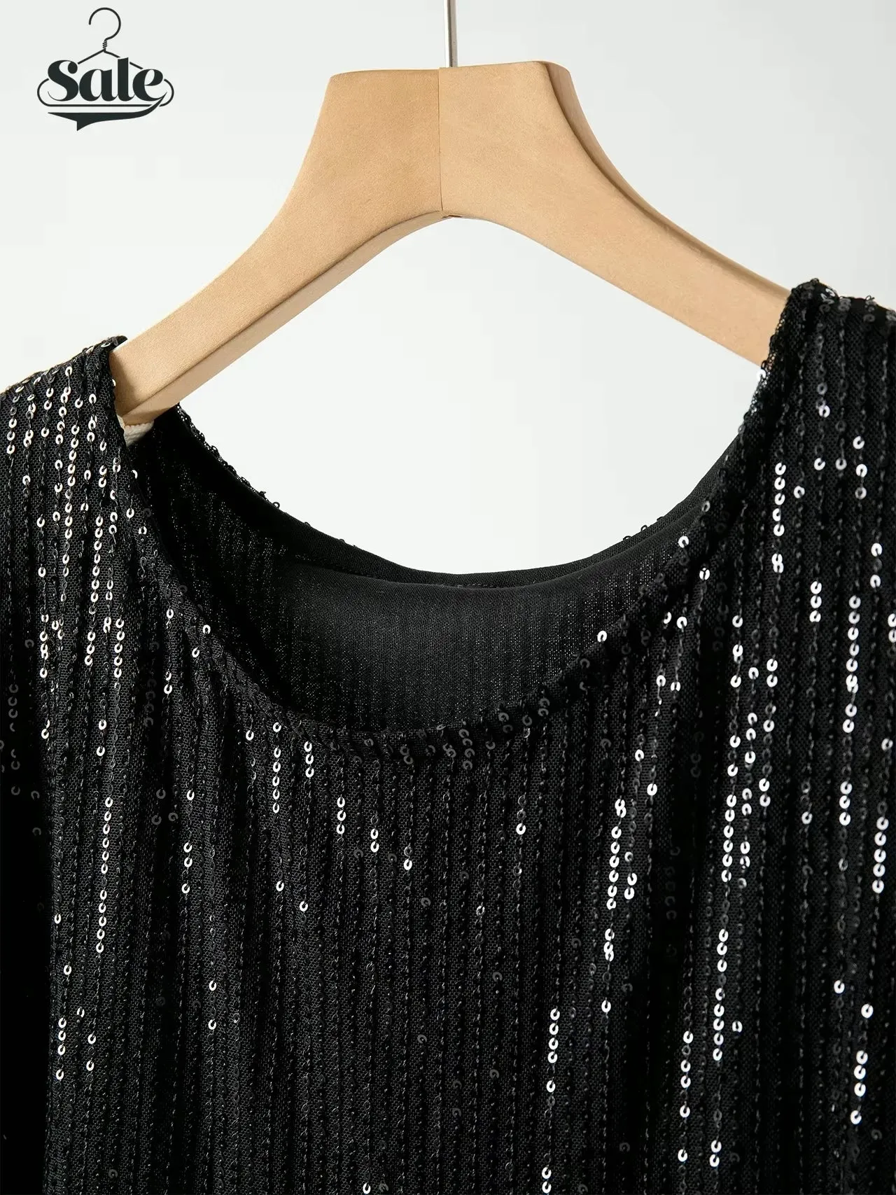 Sparkle Round Neck Sequin Dress Party Evening