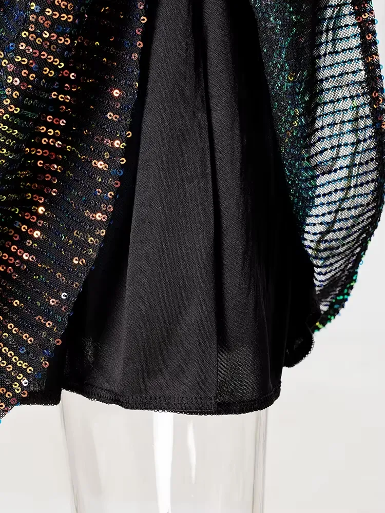 Sparkle Round Neck Sequin Dress Party Evening