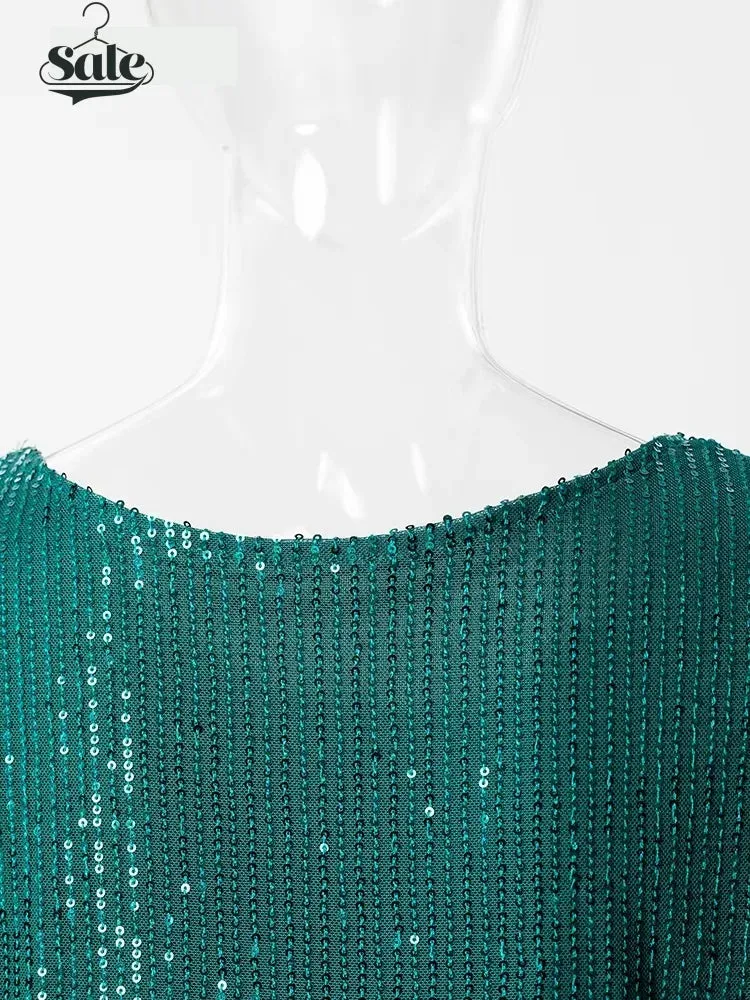 Sparkle Round Neck Sequin Dress Party Evening