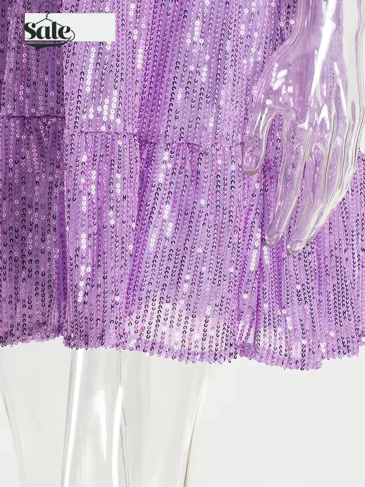 Sparkle Round Neck Sequin Dress Party Evening