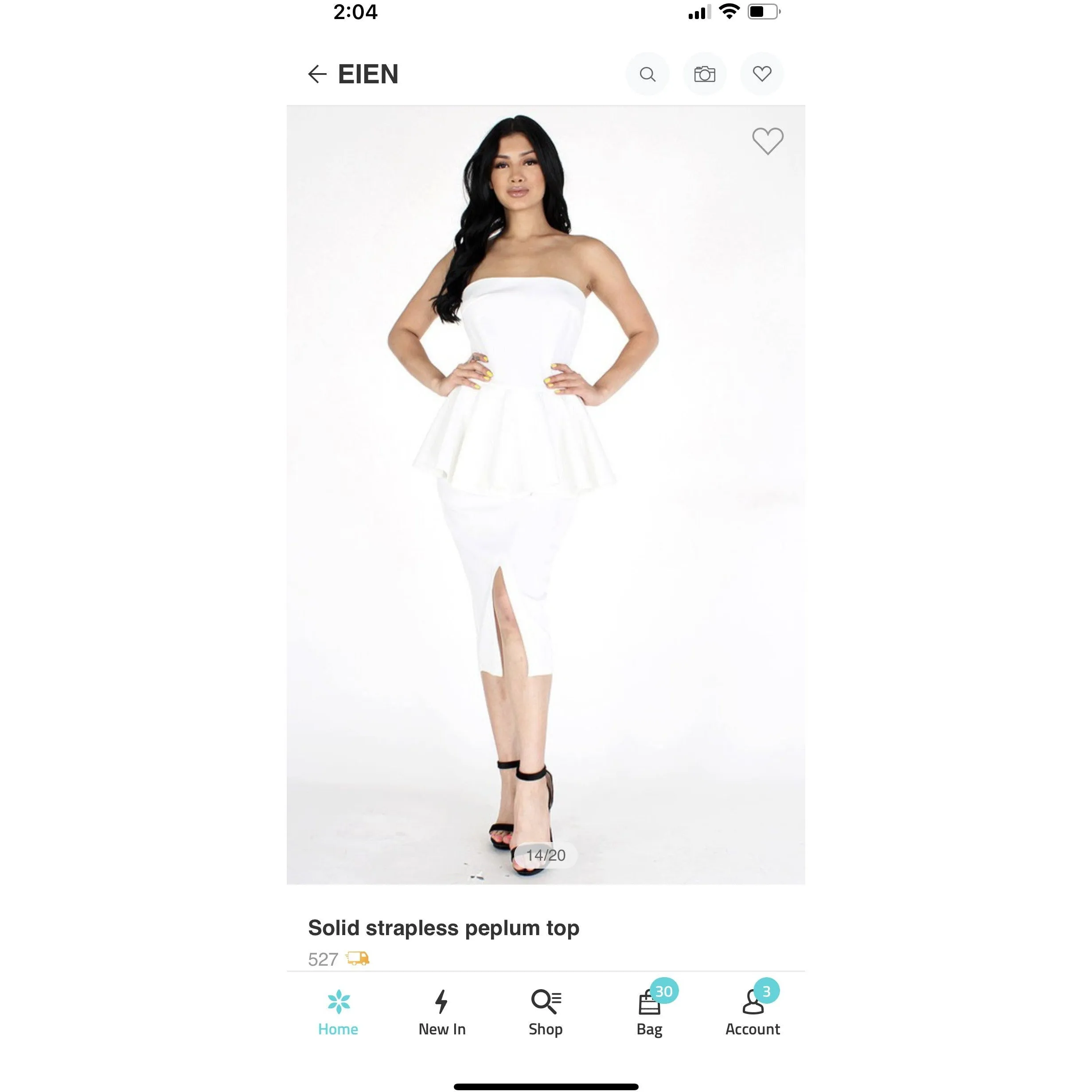 Strapless Peplum Dress (White) Plus