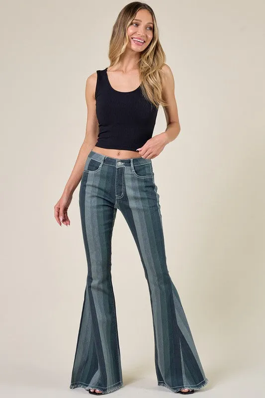 Striped flared jeans