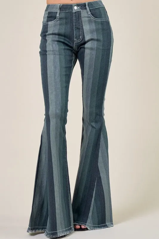 Striped flared jeans