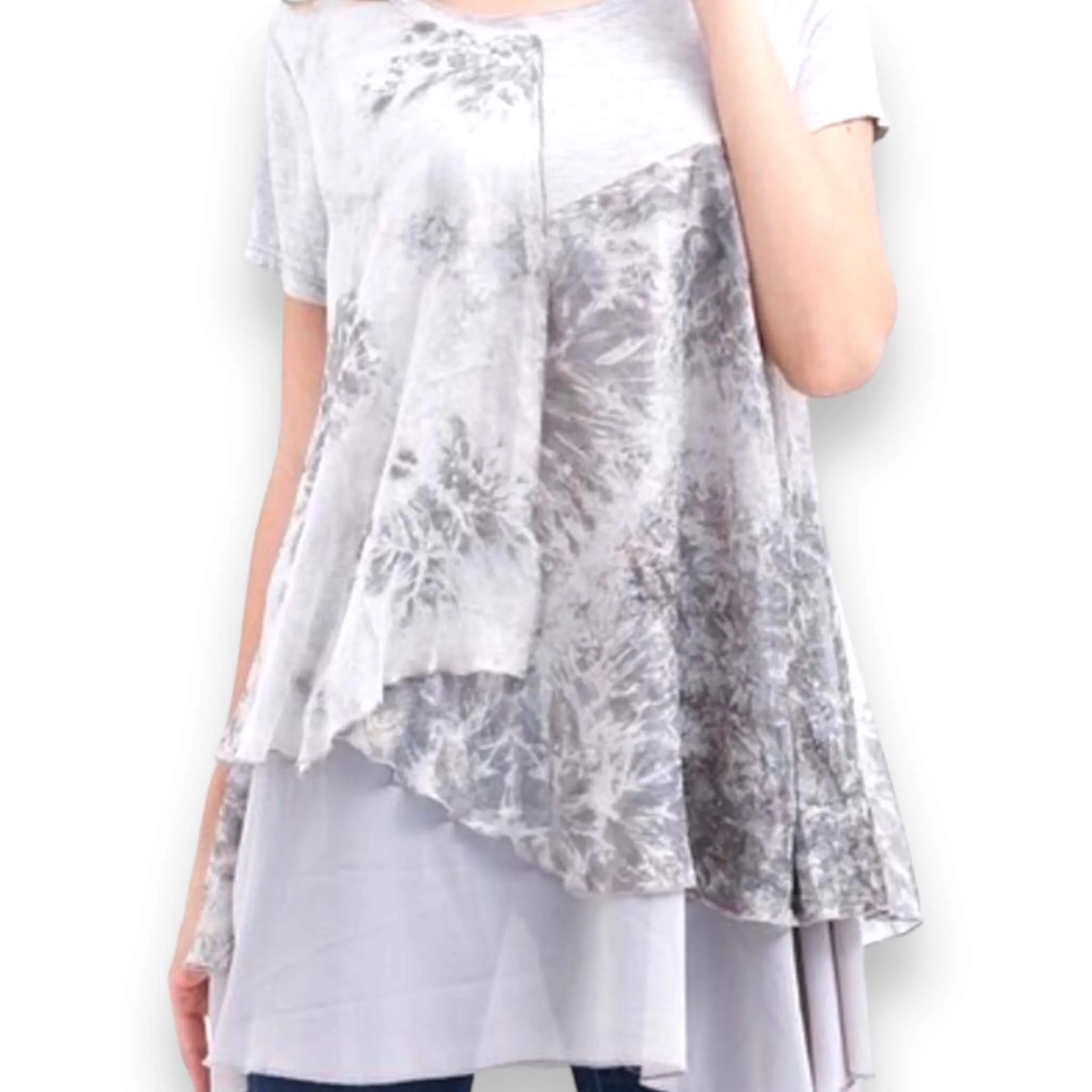 Stylish Tiered Short Sleeve Long Top