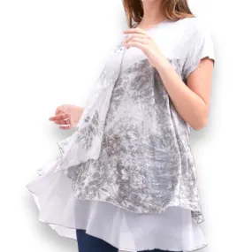 Stylish Tiered Short Sleeve Long Top