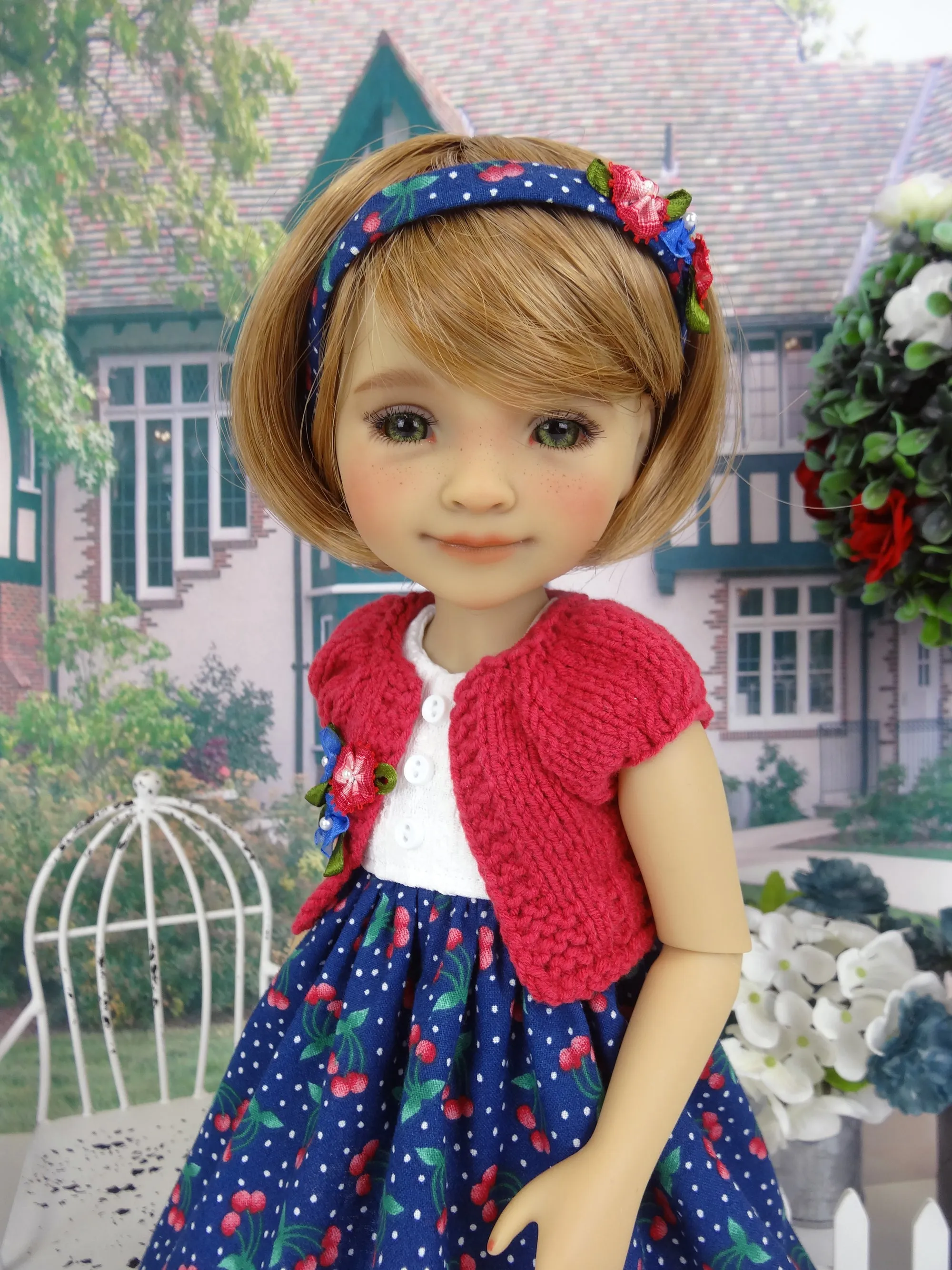 Sugared Cherries - dress and sweater with shoes for Ruby Red Fashion Friends doll