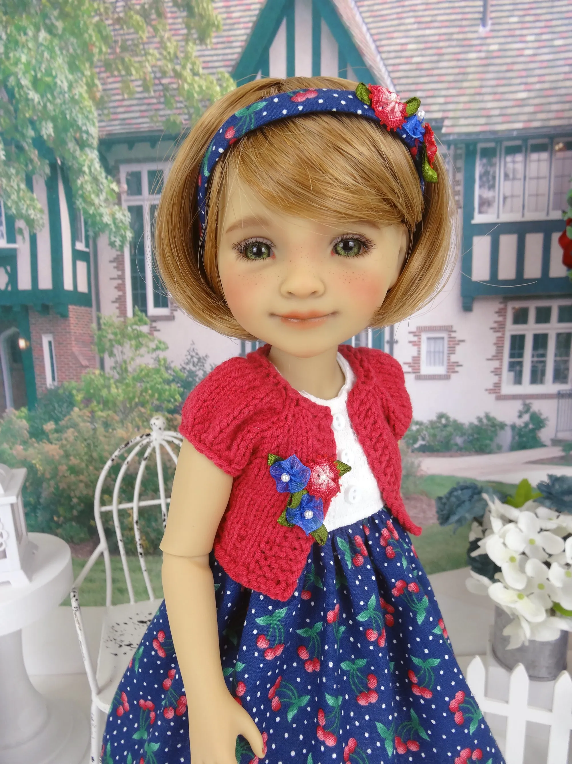 Sugared Cherries - dress and sweater with shoes for Ruby Red Fashion Friends doll