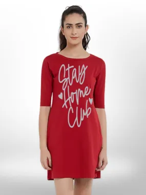 SYAY HOME CLUB PRINTED THREE QUARTER SLEEVE T-SHIRT SIDE POCKET FOR WOMEN'S