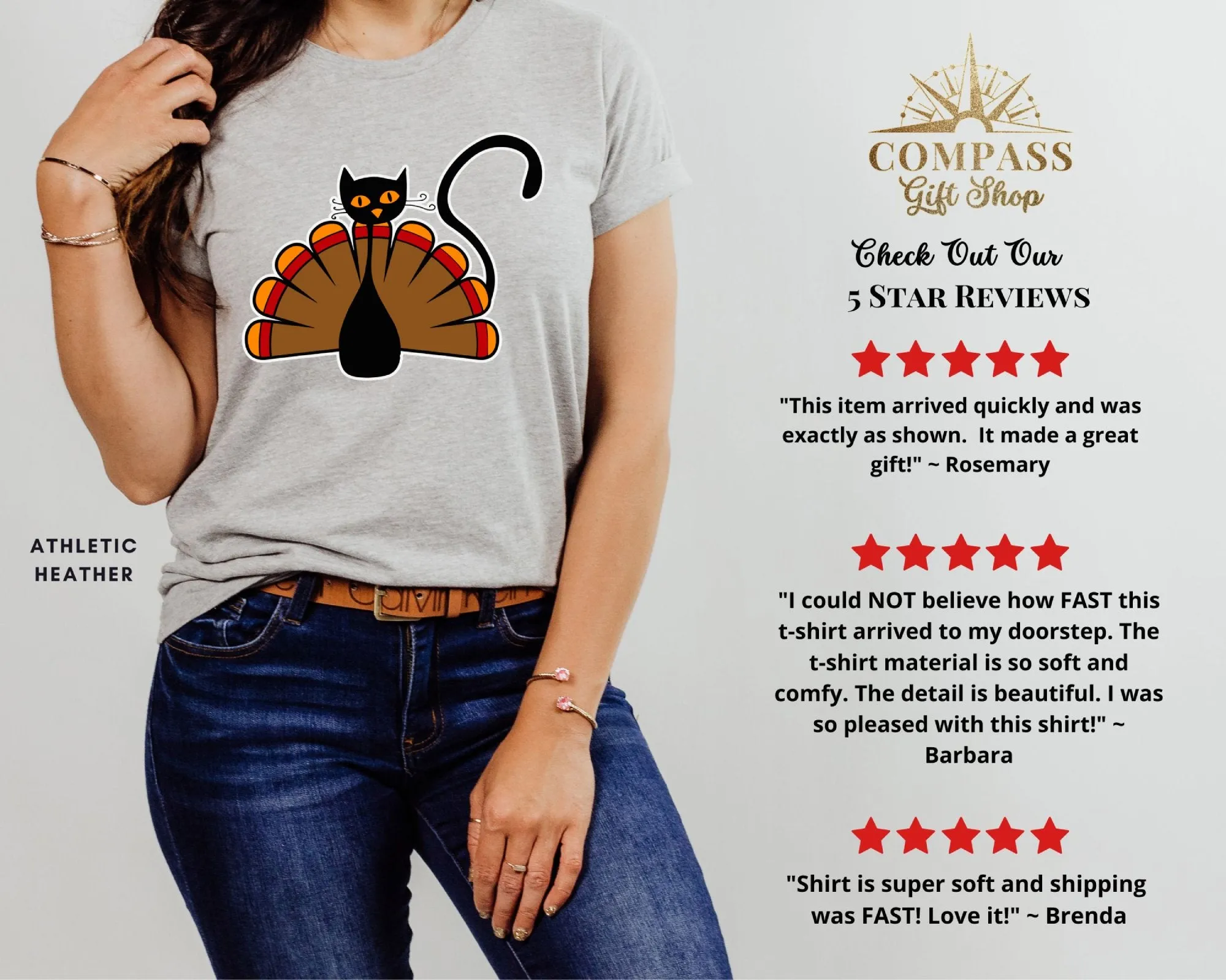 Thanksgiving Cat Turkey Shirt, Tank, Sweatshirt & Matching Family Shirts. Perfect for a Fall or Thanksgiving Gift