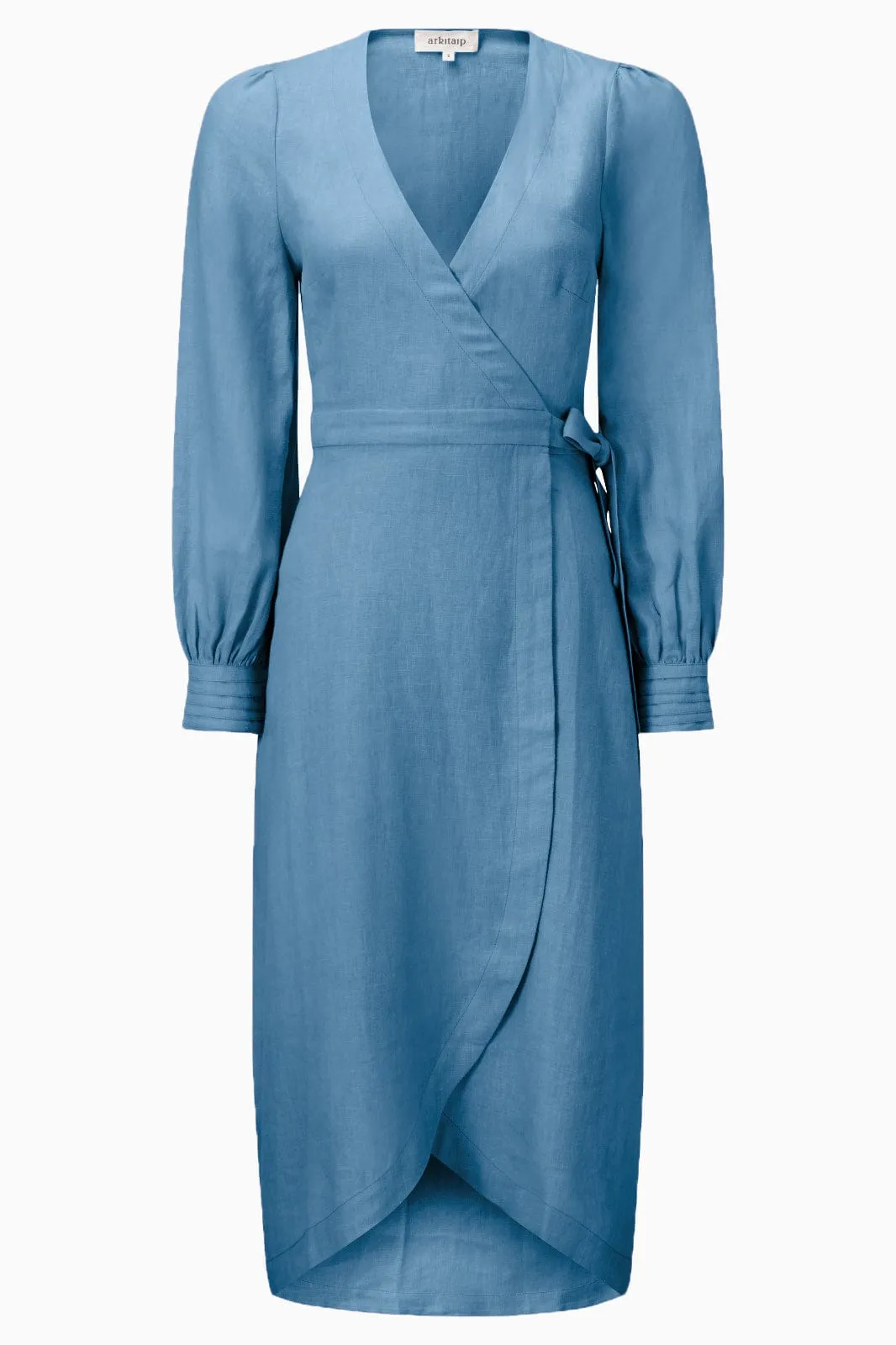 The Garance Midi Wrap Dress in poppy blue
