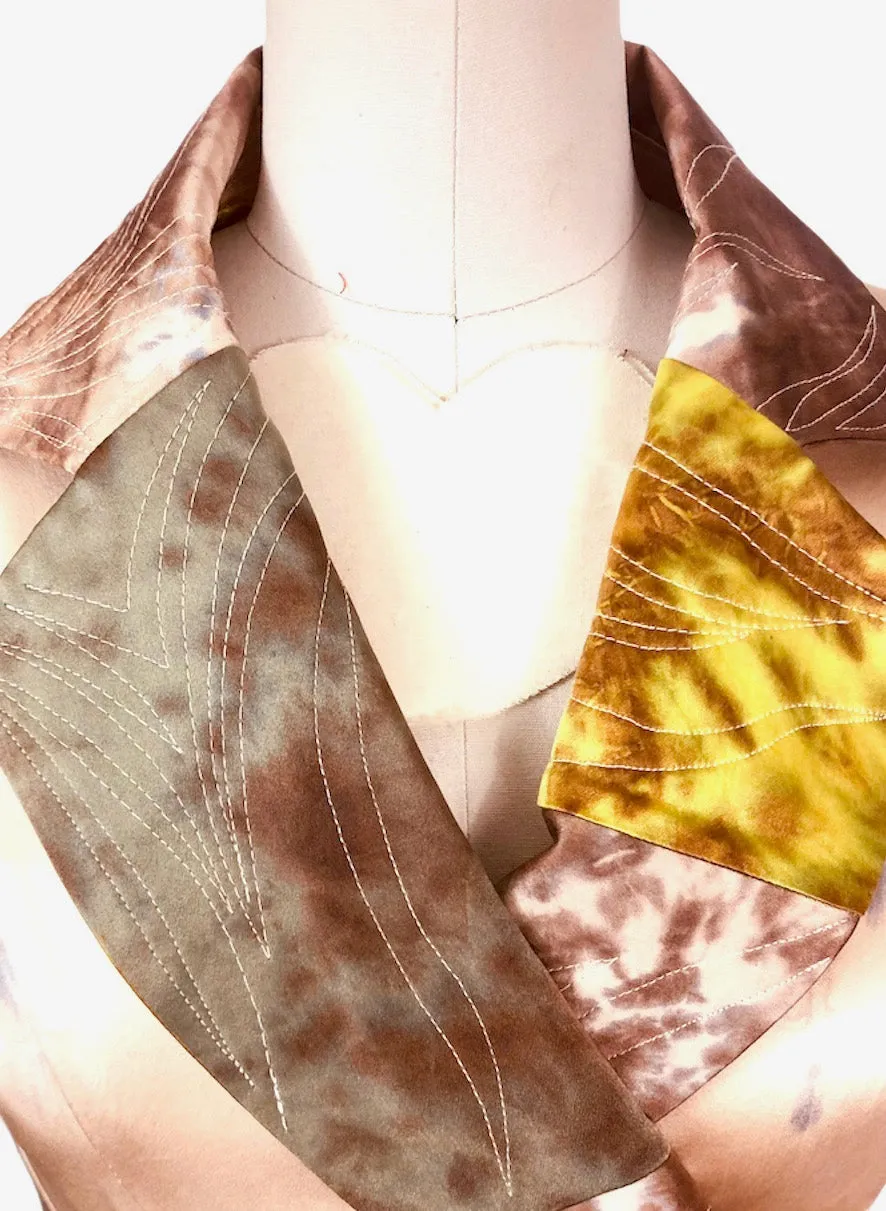 Tie Dyed Patchwork Wrap Dress
